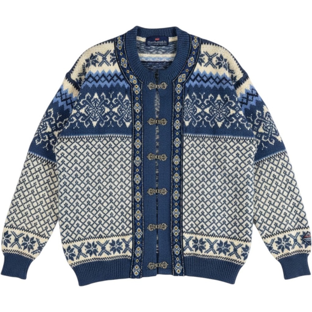 Vintage Nordstrikk Norway 100% Virgin Wool Nordic Fair Isle Cardigan Aprés Ski L